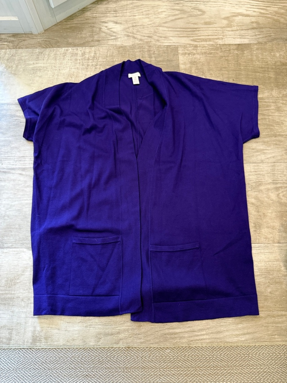 Chico's Purple Open-Front Short-Sleeve Cardigan